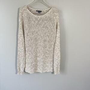 Vince Women's Sweater Linen Blend Loose Knit Boat Neck Tan Brown Size S